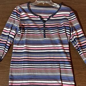Croft & Barrow Pink and Blue Striped Henley